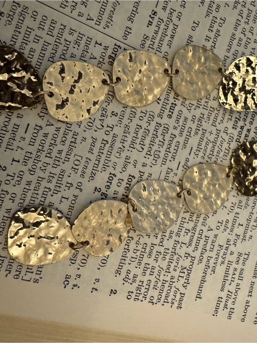 Vintage Gold Hammered Disc Link Necklace